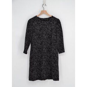 Peserico Paisley Print Wool Blend Shift Dress 3/4 Sleeve Gray Women's IT 42 US 6